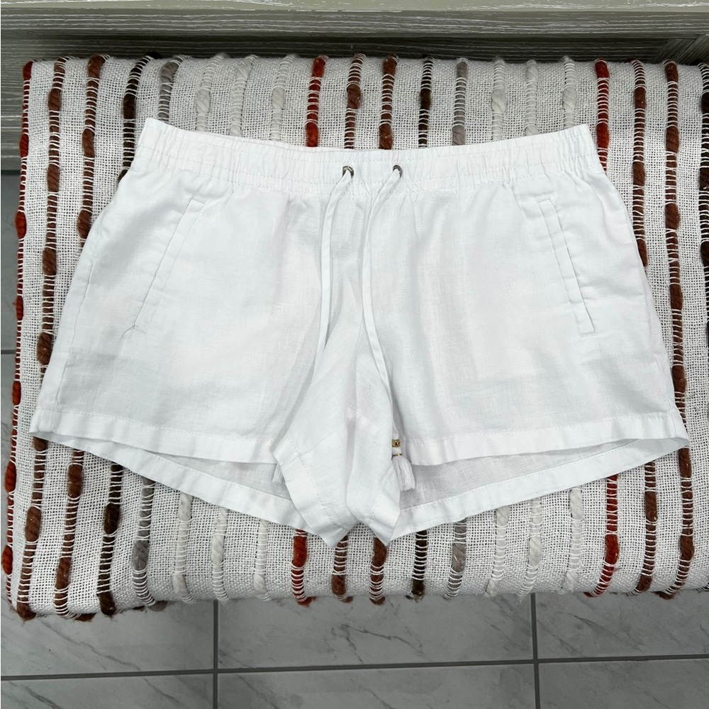 Lilly Pulitzer White Linen Drawstring Shorts size Large, EUC